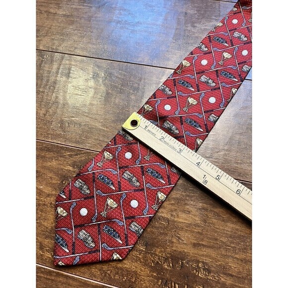 OScar De La Renta Mens Golf Print Silk Tie USA - Picture 6 of 6